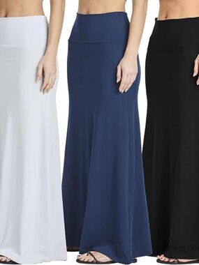 3 Pack Ultra-Soft Maxi Skirts High Waisted Tummy Control Plus Size